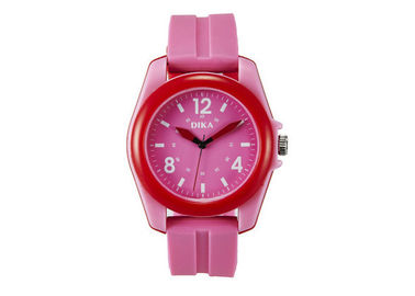 Reloj plástico electrónico del cuarzo de la prenda impermeable agradable del rojo para las muchachas modificadas para requisitos particulares