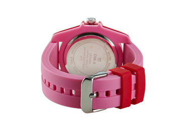 Reloj plástico electrónico del cuarzo de la prenda impermeable agradable del rojo para las muchachas modificadas para requisitos particulares
