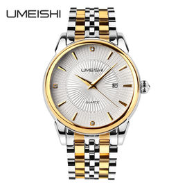 Reloj de plata de oro del negocio del acero inoxidable, relojes impermeables del negocio de Vogue de los hombres