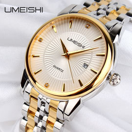 Reloj de plata de oro del negocio del acero inoxidable, relojes impermeables del negocio de Vogue de los hombres