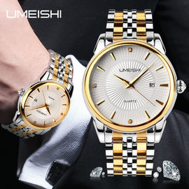 Reloj de plata de oro del negocio del acero inoxidable, relojes impermeables del negocio de Vogue de los hombres