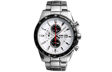 Reloj modificado para requisitos particulares atmósfera inoxidable del calendario del reloj 5 del cuarzo del acero