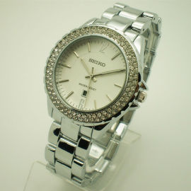 Relojes del cuarzo del acero inoxidable para las mujeres, reloj para mujer con el diamante