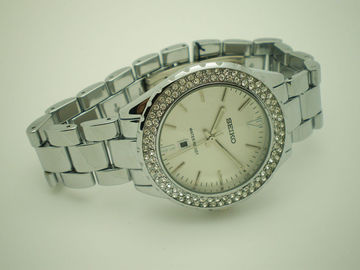 Relojes del cuarzo del acero inoxidable para las mujeres, reloj para mujer con el diamante