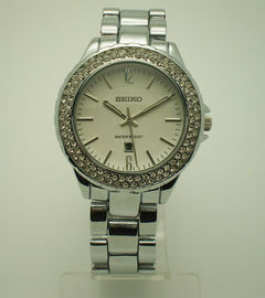 Relojes del cuarzo del acero inoxidable para las mujeres, reloj para mujer con el diamante