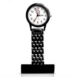 Reloj/gel de acero negros de lujo del mando de la enfermera del cuarzo de Stainess con la impresión del logotipo