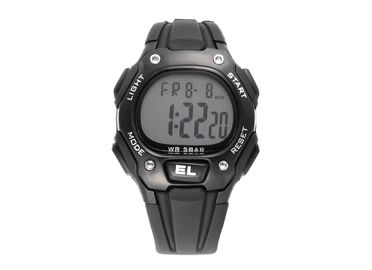 Reloj negro para el hombre, reloj del deporte de la prenda impermeable de la PU del cronógrafo de los señores