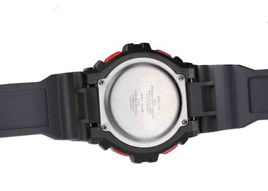 Reloj negro del deporte de la prenda impermeable del LCD del movimiento de Japón con el contraluz del EL/la caja del ABS