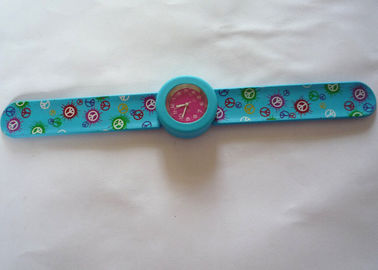 4-Color impresión azul pulsera de Gel de silicona Slap relojes ronda caso 3.6 cm (S) 4.4cm(L)