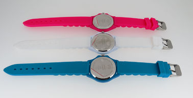 Pequeño reloj redondo de la promoción de la cara de las rosas del silicón del reloj rojo adolescente de la pulsera para las muchachas