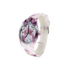 Reloj unisex resistente del cuarzo de agua del reloj de la pulsera del silicón de la impresión de la flor
