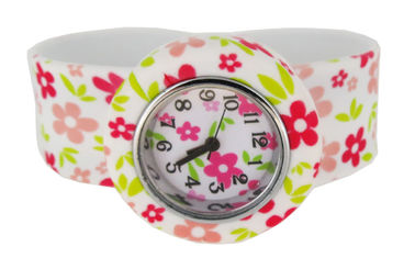 Reloj de la palmada del silicón de la impresión de la flor personalizado modificado para requisitos particulares para los niños