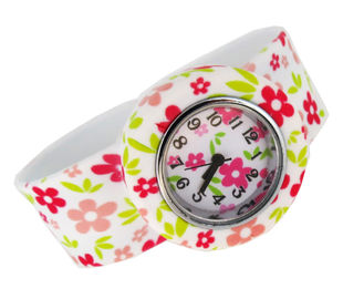 Reloj de la palmada del silicón de la impresión de la flor personalizado modificado para requisitos particulares para los niños