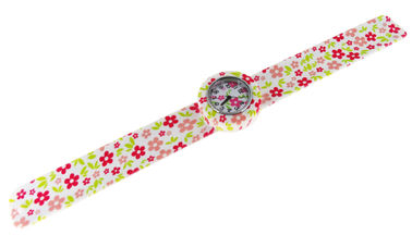 Reloj de la palmada del silicón de la impresión de la flor personalizado modificado para requisitos particulares para los niños