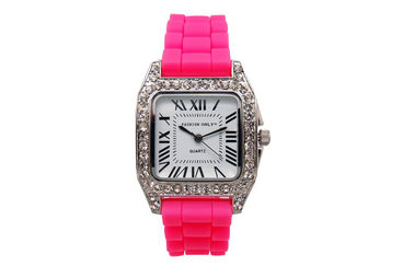 Banda de reloj del silicón de los relojes del diamante de Bling del reloj del cuarzo de la señora 1 atmósfera