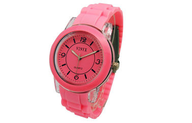Bisel modificado para requisitos particulares rosa redondo de la aleación del reloj del reloj de la pulsera del silicón