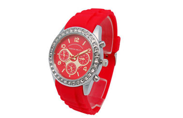 Reloj análogo para mujer de cuarzo de Japón Movt del silicón del reloj rojo de la pulsera