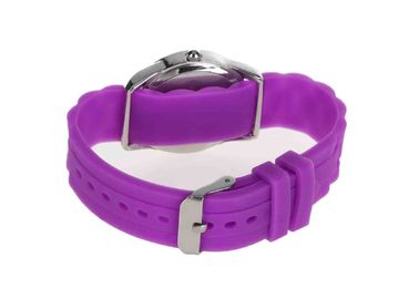 Prenda impermeable de señora Silicone Wristband Watches del diamante de la jalea, correa rosada de Hermosa