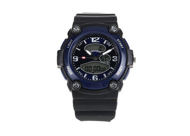 Reloj multifuncional del deporte del diseño de la exhibición dual análoga-digital oscura de la prenda impermeable